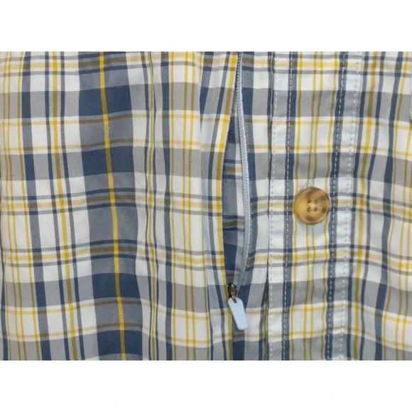 Duluth Shirt LT Blue Yellow Plaid Armachillo Lightweight Wicking Vented‎ 475205 - Picture 6 of 14